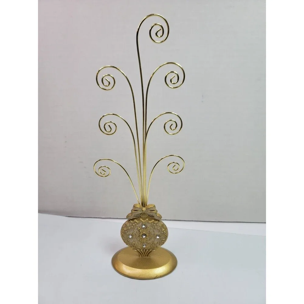 Michaels Gold Metal 7-Arm Christmas Ornament Display Tree Stand Rhinestones